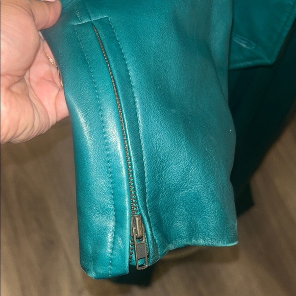 Nancy Heller Rare Vintage Green Genuine Leather Women's Pantsuit Set M - Picture 6 of 9